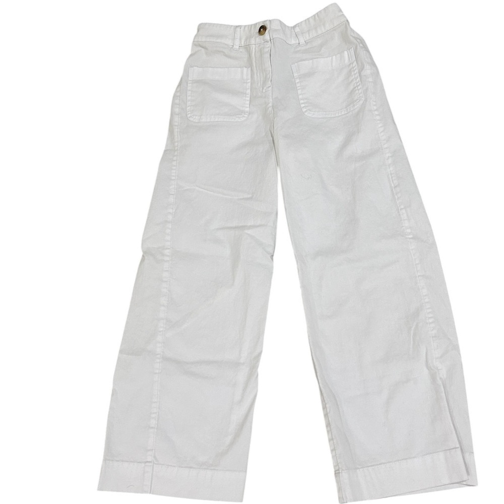 Vineyard Vines White Elastic Waist wide leg sailor stretch cotton Pants size 8